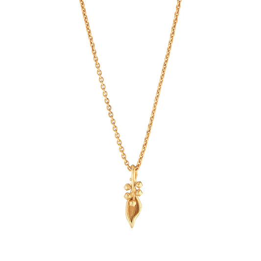 Meadow Lily Charm Necklace, 16"+2" - Gold