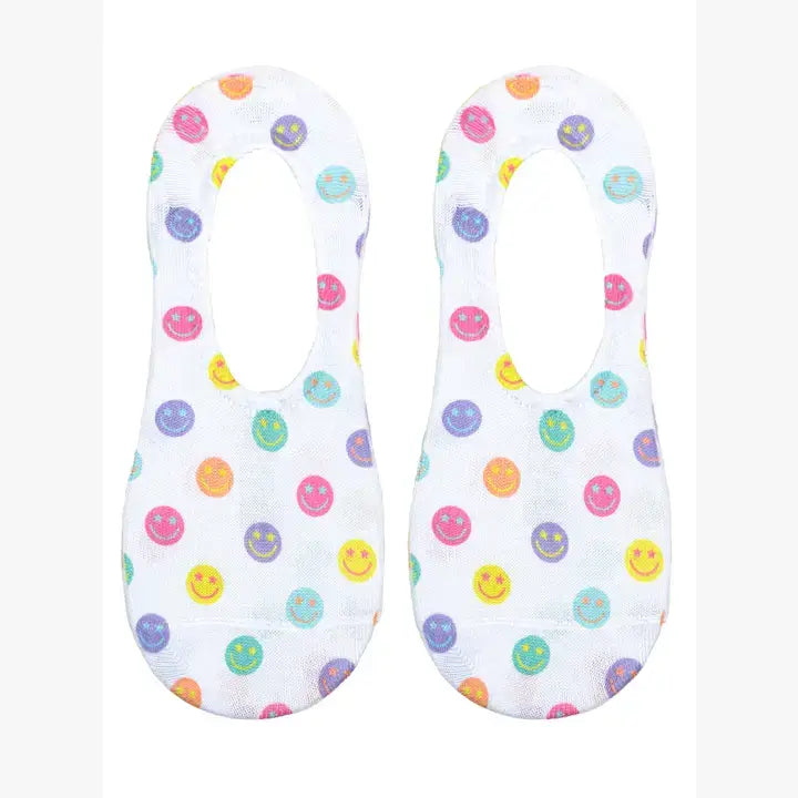 Multi-Colored Happy Faces No-Show Liner Socks