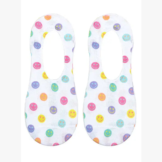 Multi-Colored Happy Faces No-Show Liner Socks