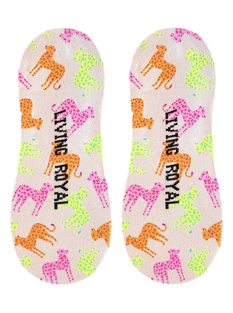 Multi-Colored Cheetahs No-Show Liner Socks