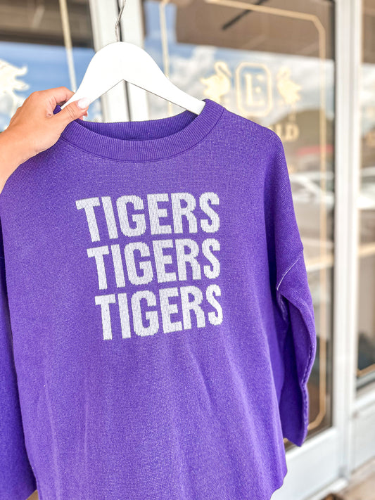 LSU Tigers Relaxed Sweater - Dk Purple