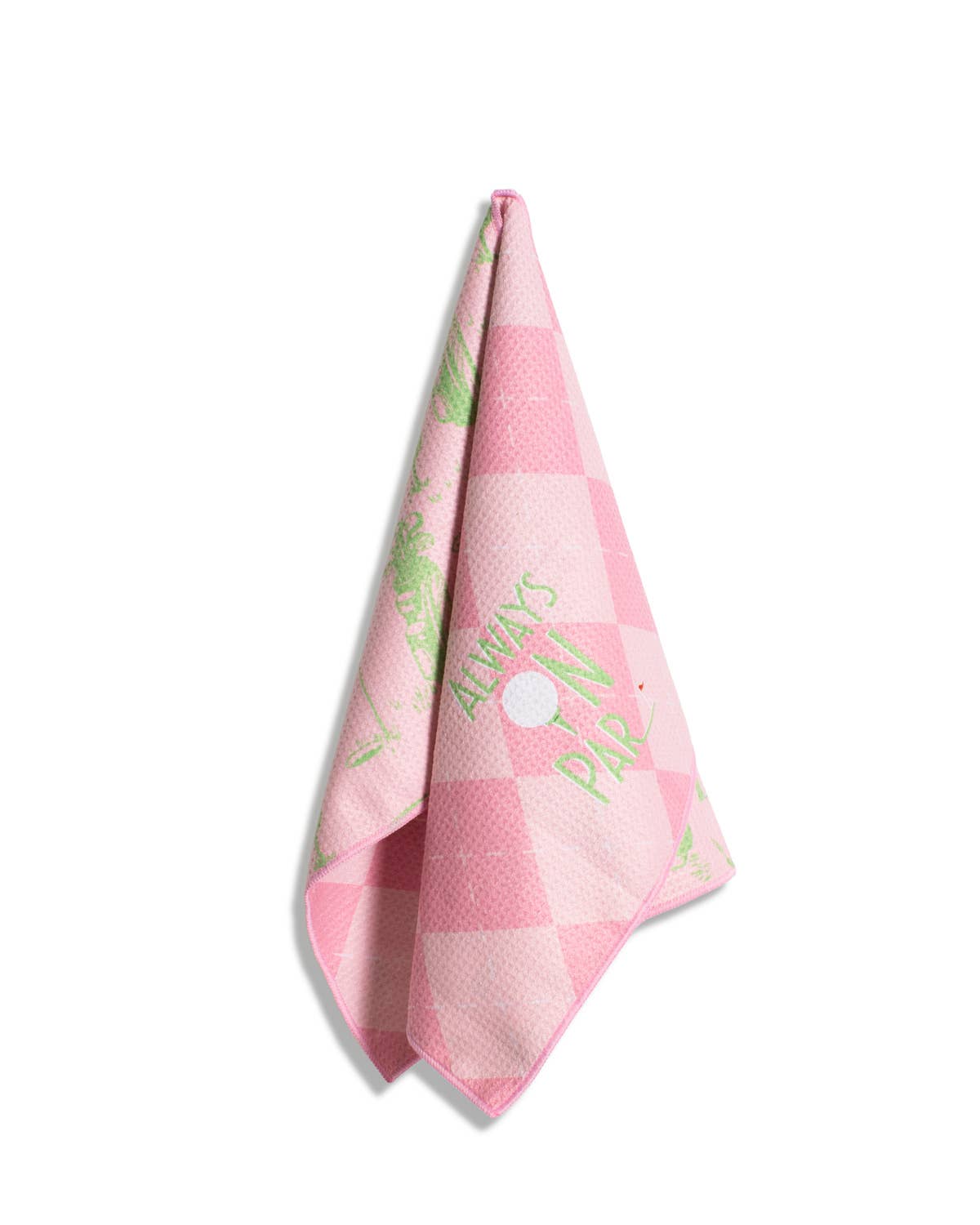On Par Waffle Sports Towel - Pink/Green
