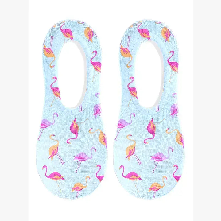 Multi-Colored Flamingos No-Show Liner Socks