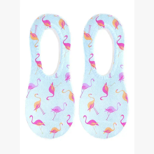 Multi-Colored Flamingos No-Show Liner Socks