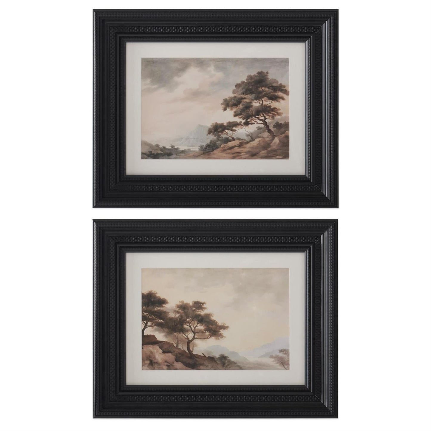 21 Inch Black Ornate Framed Watercolor Land