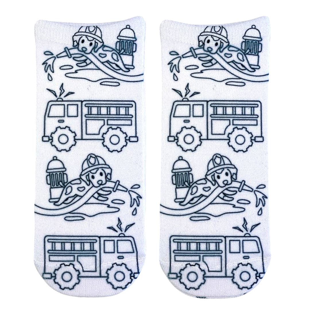 Ankle Socks - DIY Coloring Kit - Firefighting Dalmation Dogs