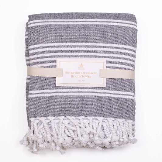 Rockport Oversized Beach Towel -  Black/White