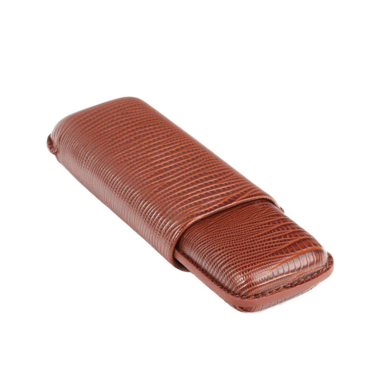 Double Cigar Holder Brown Lizard (Genuine Leather)