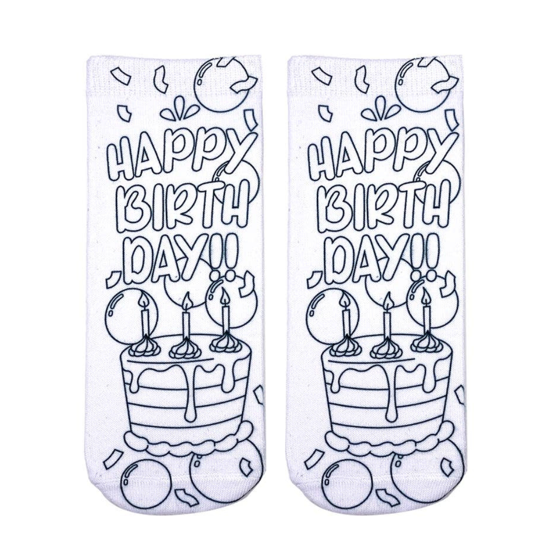 Ankle Socks - DIY Coloring Kit - "Happy Birthday"