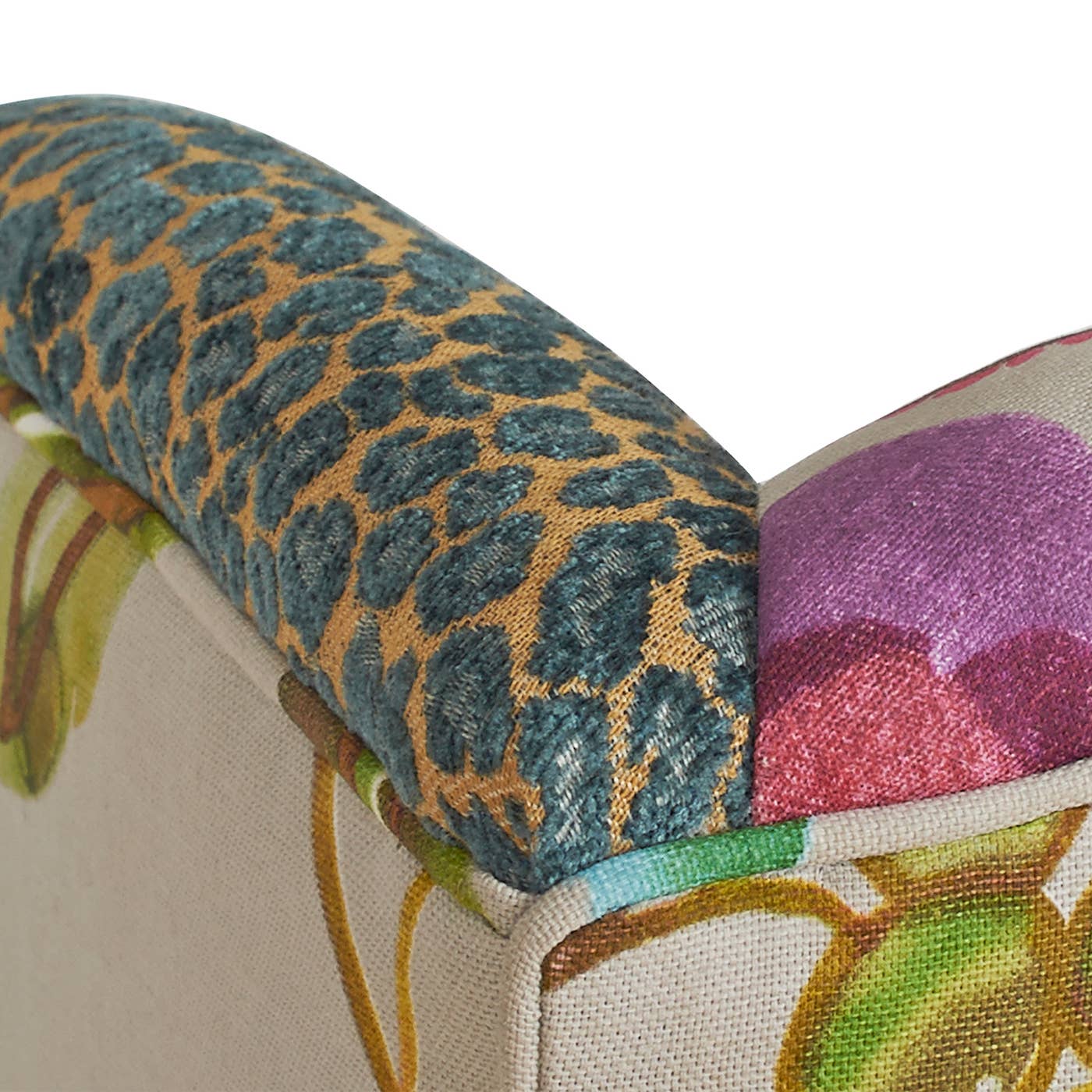 Eclectic Floral Patchwork Boho Wingback Accent Arm Chair