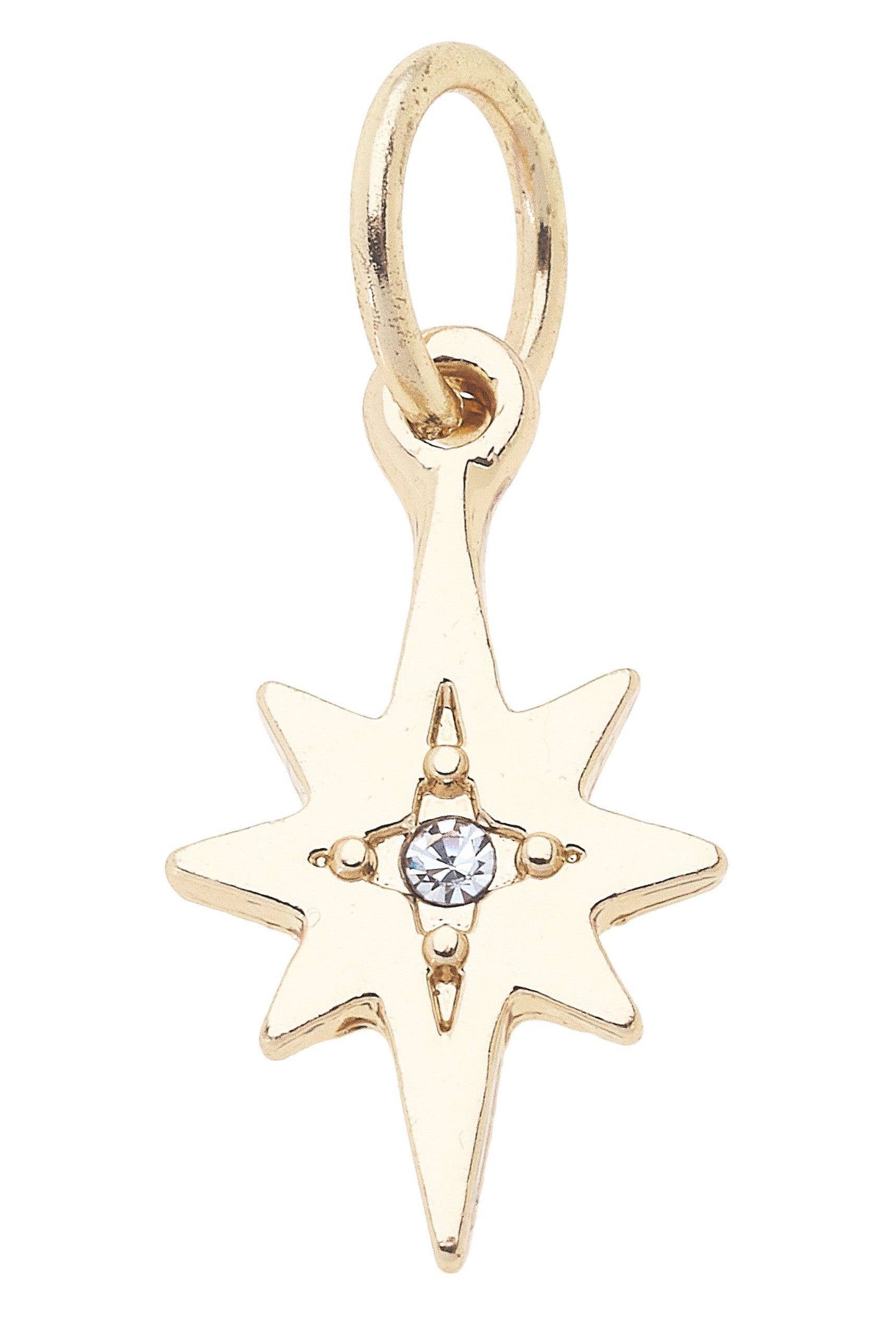 Rhinestone Starburst Charm in Shiny Gold