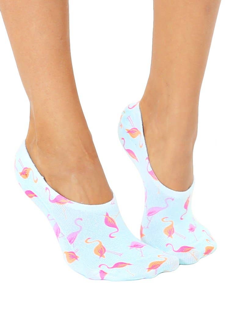Multi-Colored Flamingos No-Show Liner Socks