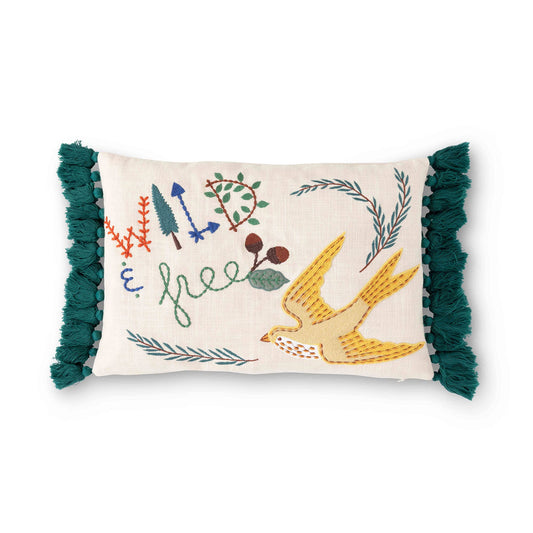 Free Bird Appliqued Cotton Pillow