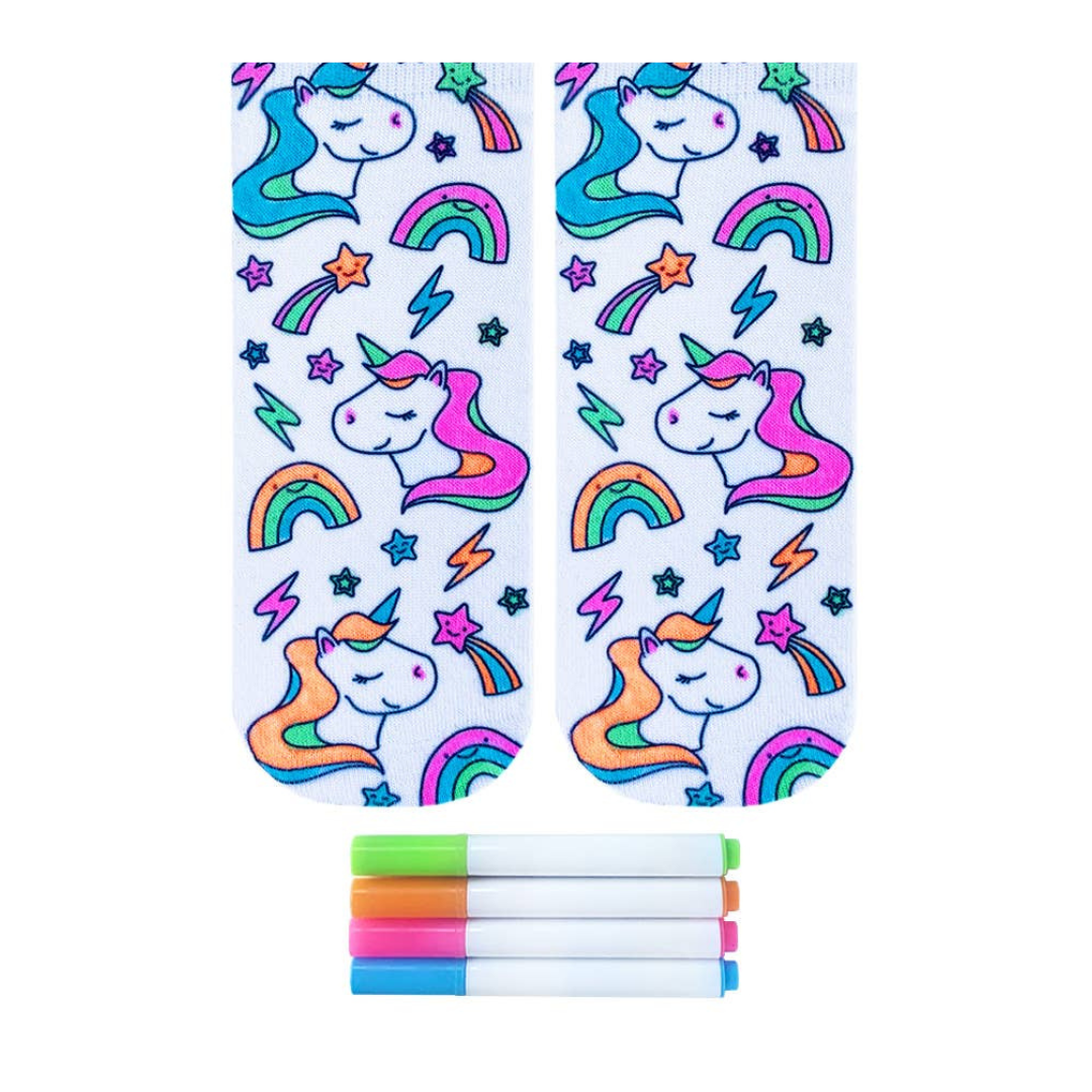 Ankle Socks - DIY Coloring Kit - Unicorn Galaxy