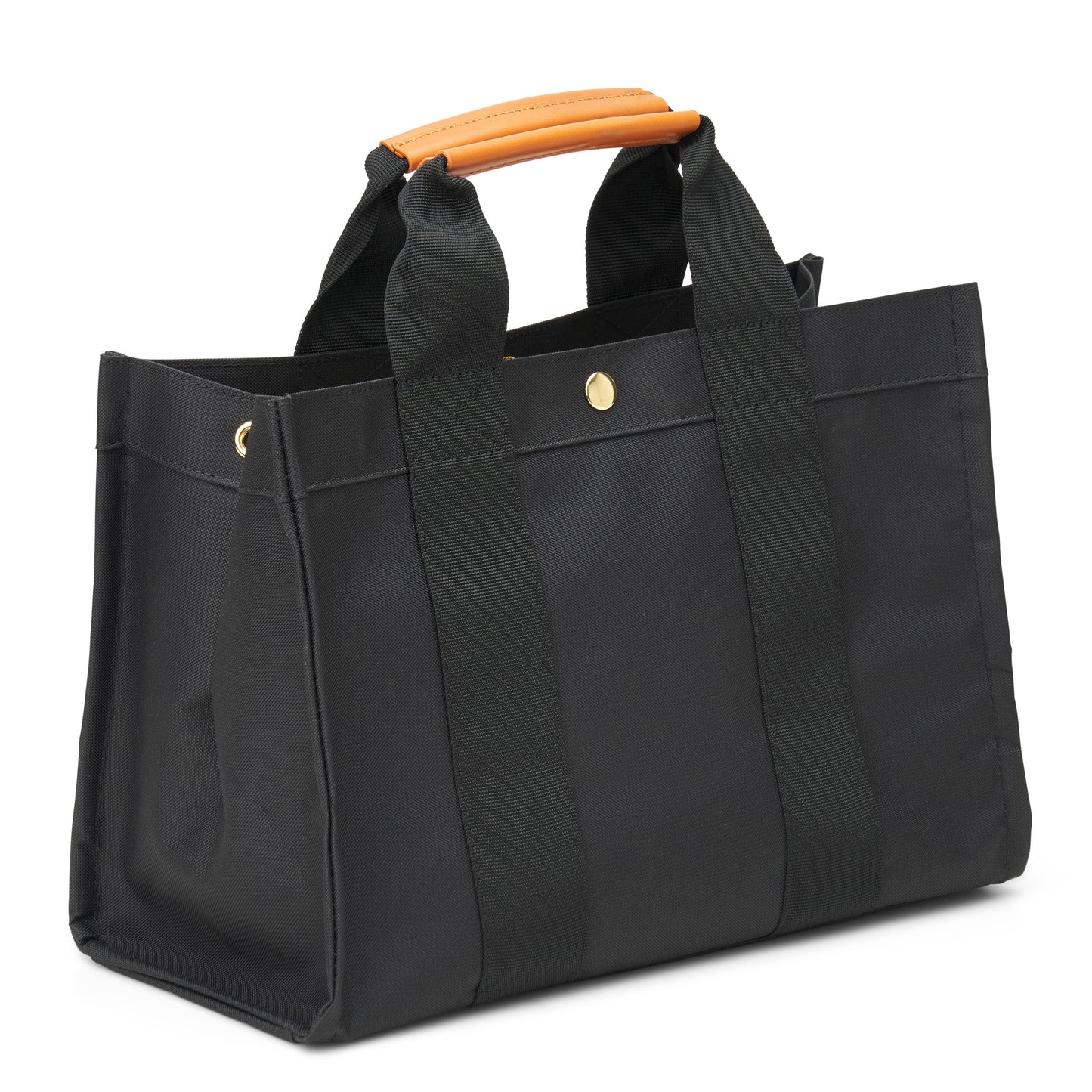 "Kylie" Jet Nylon Tote with Leather Accents