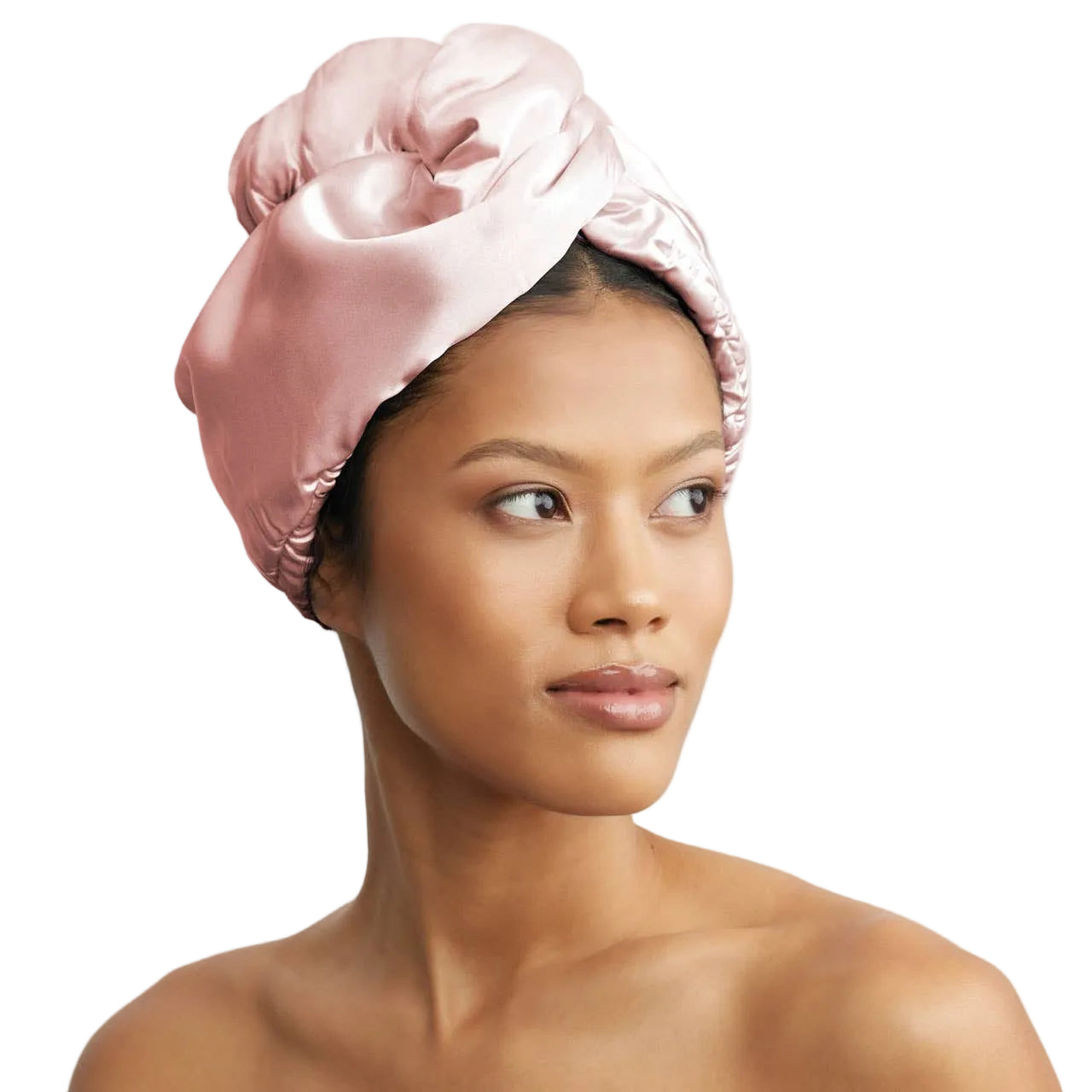 Blush Satin-Wrapped Hair Towel