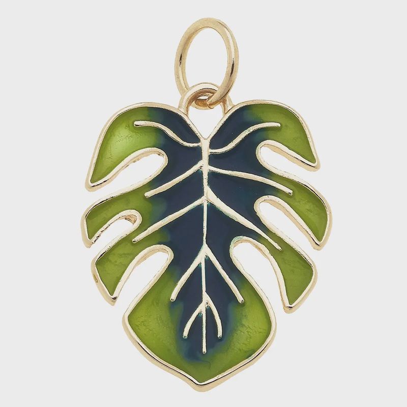 Monstera Enamel Leaf Charm