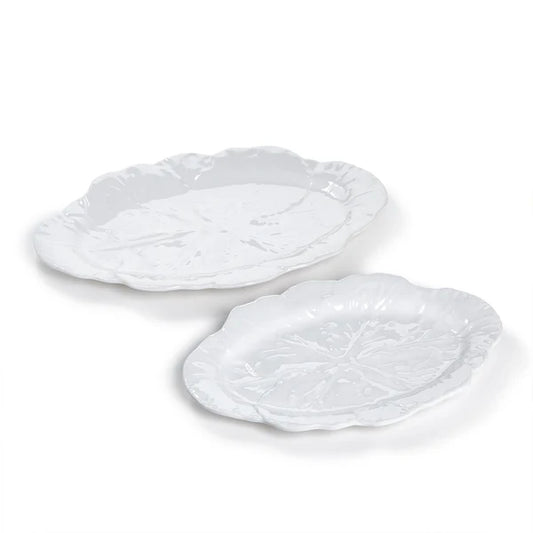 White Cabbage Pattern Melamine Serving Trays / Platters