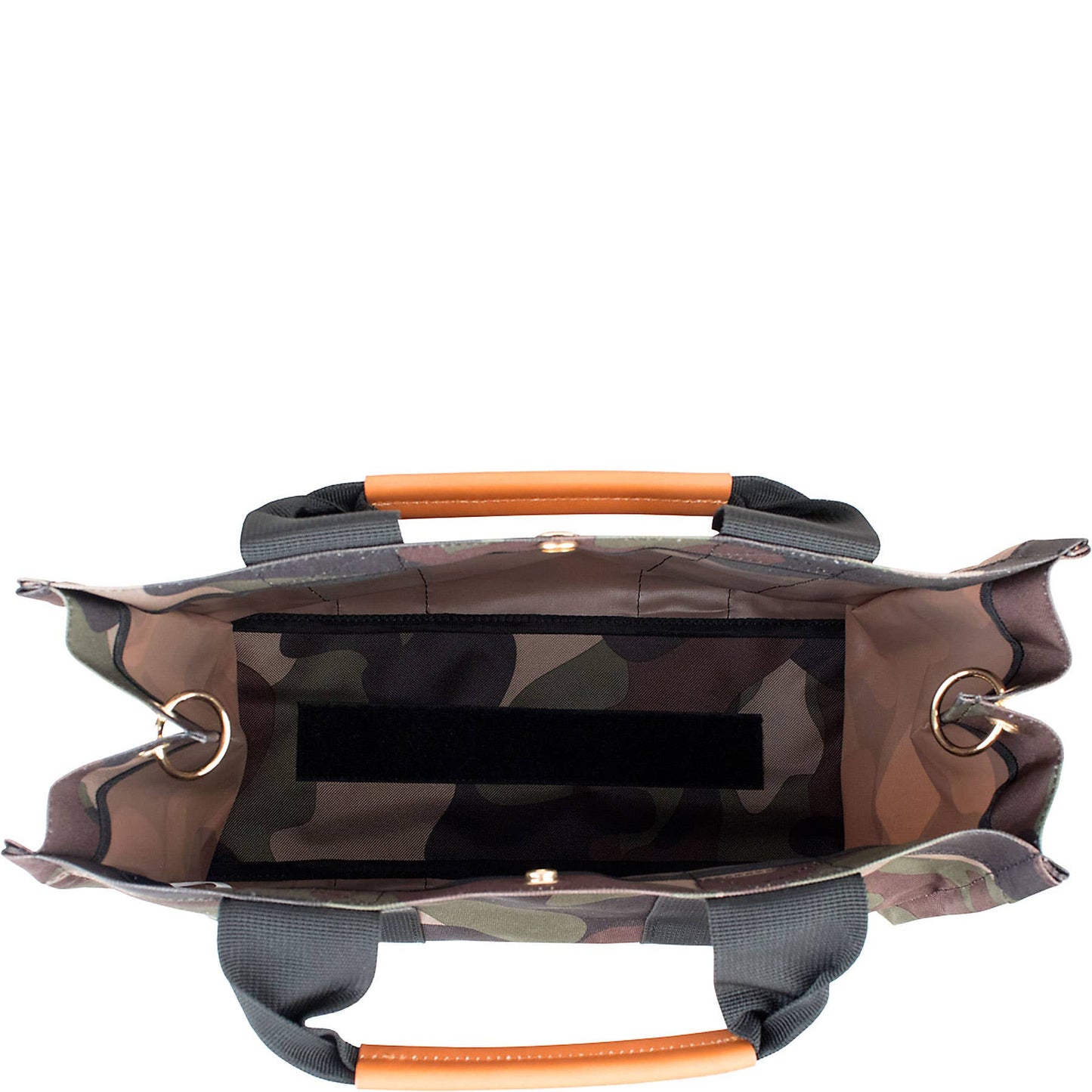 "Kylie" Camo Nylon Tote with Leather Accents
