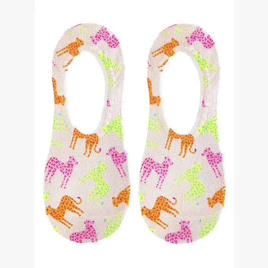 Multi-Colored Cheetahs No-Show Liner Socks