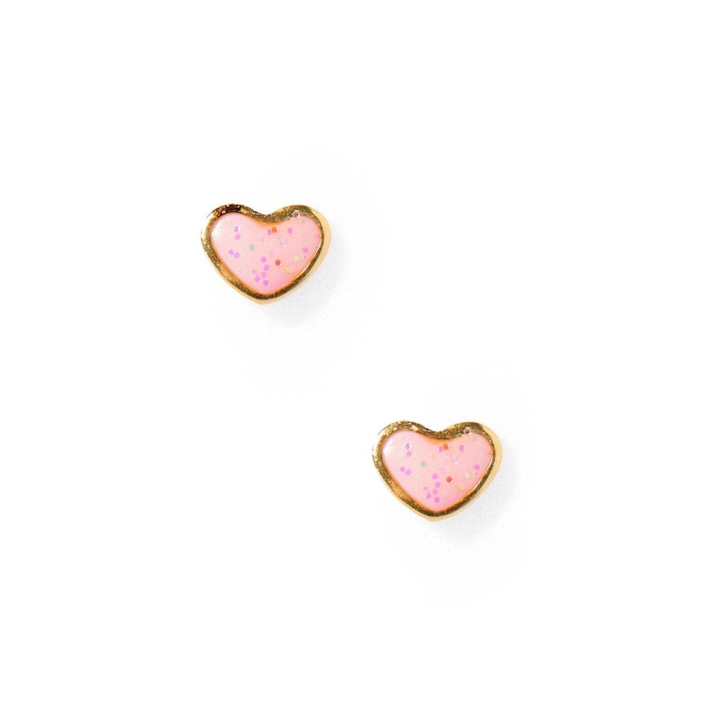Screwback Stud Earrings - Nora Heart Pink