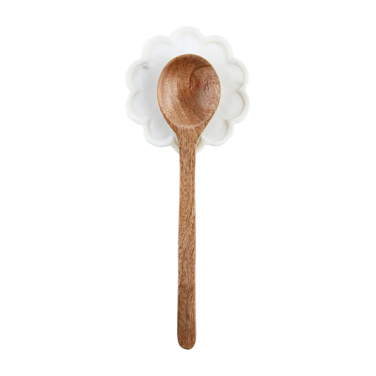 Marble Scalloped Spoon Rest Set