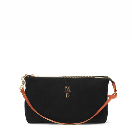 "Colette" Suede Shoulder Bag in Jet