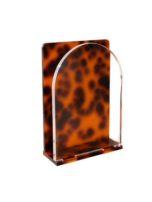 Tortoise Acrylic Vertical Napkin Holder with Clear Front