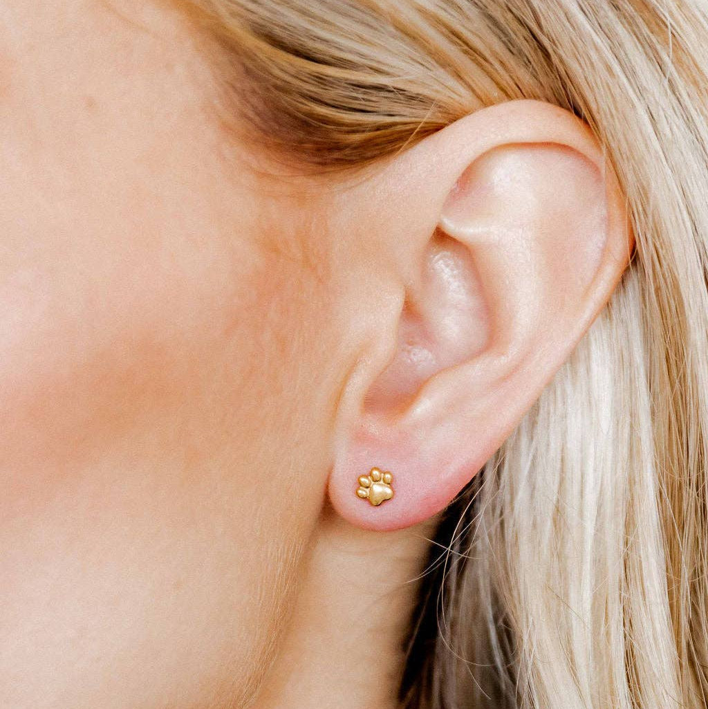 Screwback Stud Earrings - Paw Print