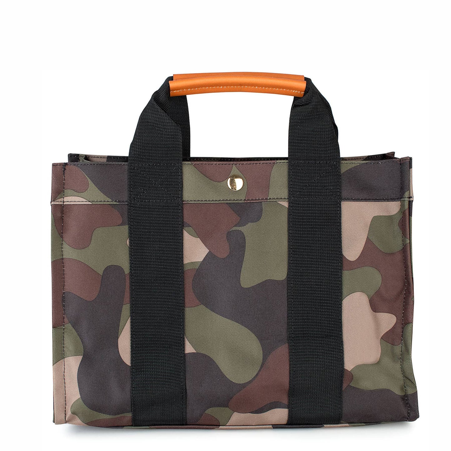 "Kylie" Camo Nylon Tote with Leather Accents