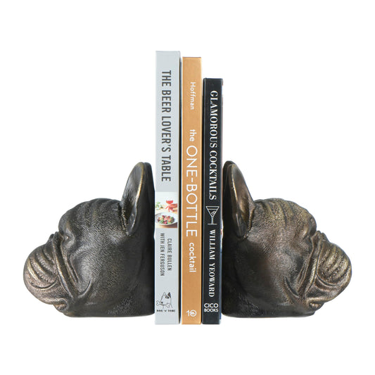 Resin Dog Head Bookend Set