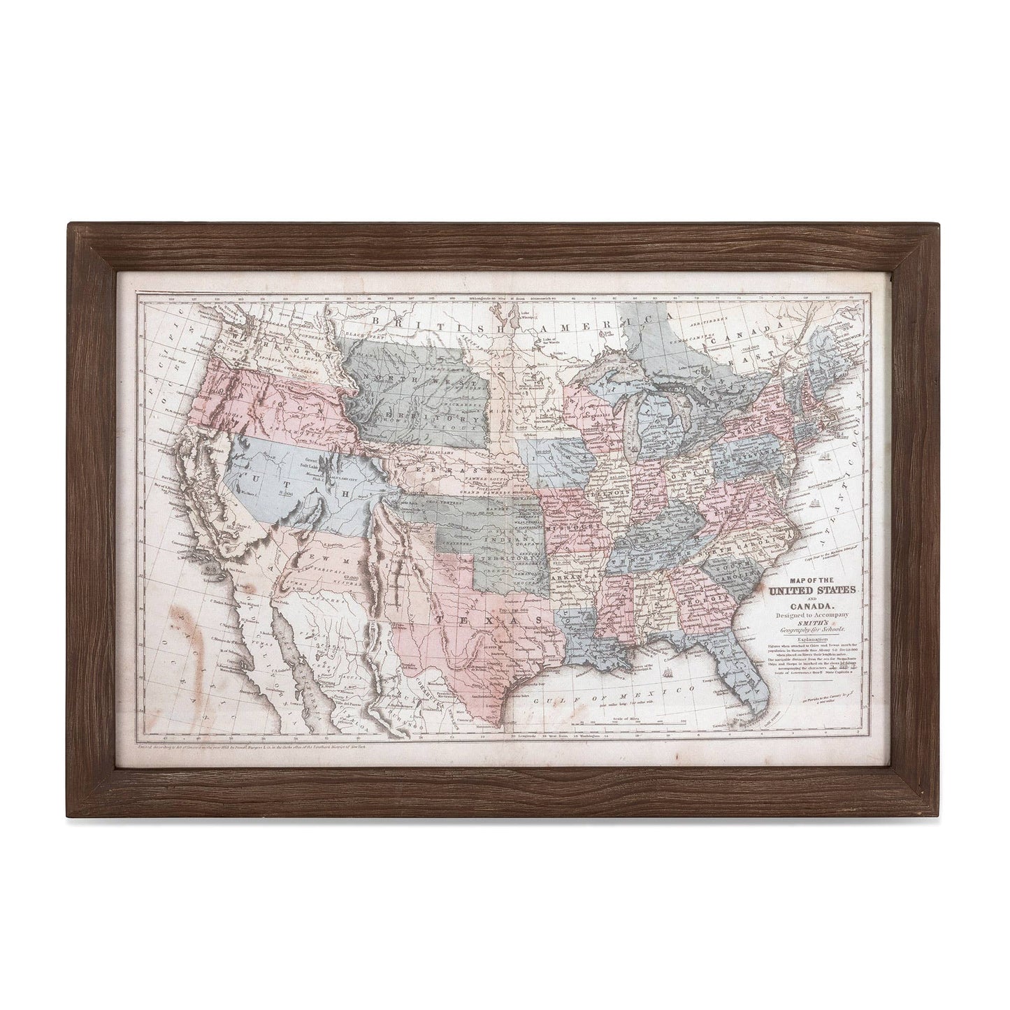 Vintage United States Framed Map