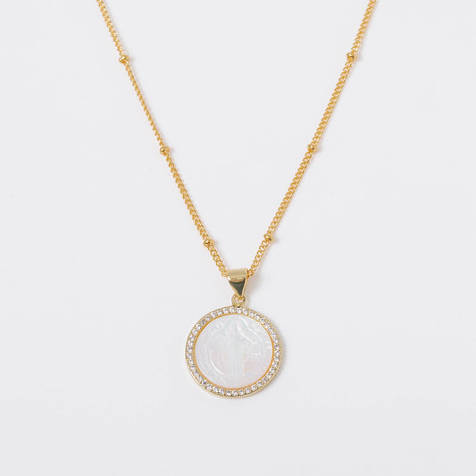 Mother of Pearl St. Benedict Circle Pendant