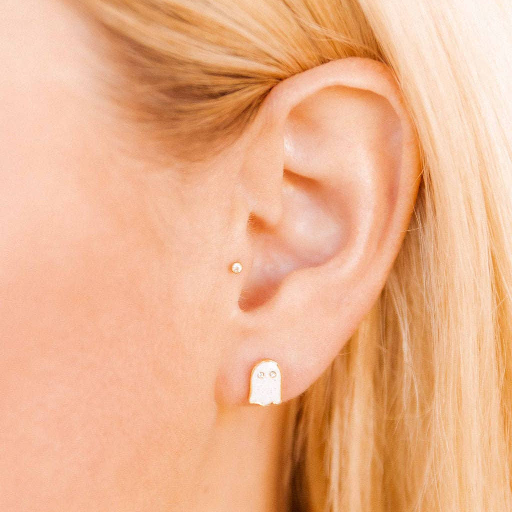 Screwback Stud Earrings - Ghost