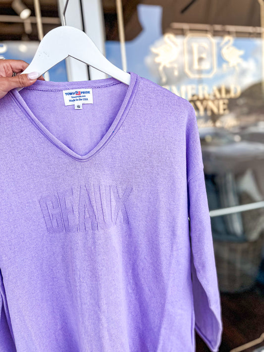 LSU Tigers Rolled Edges Sweater - Lavender