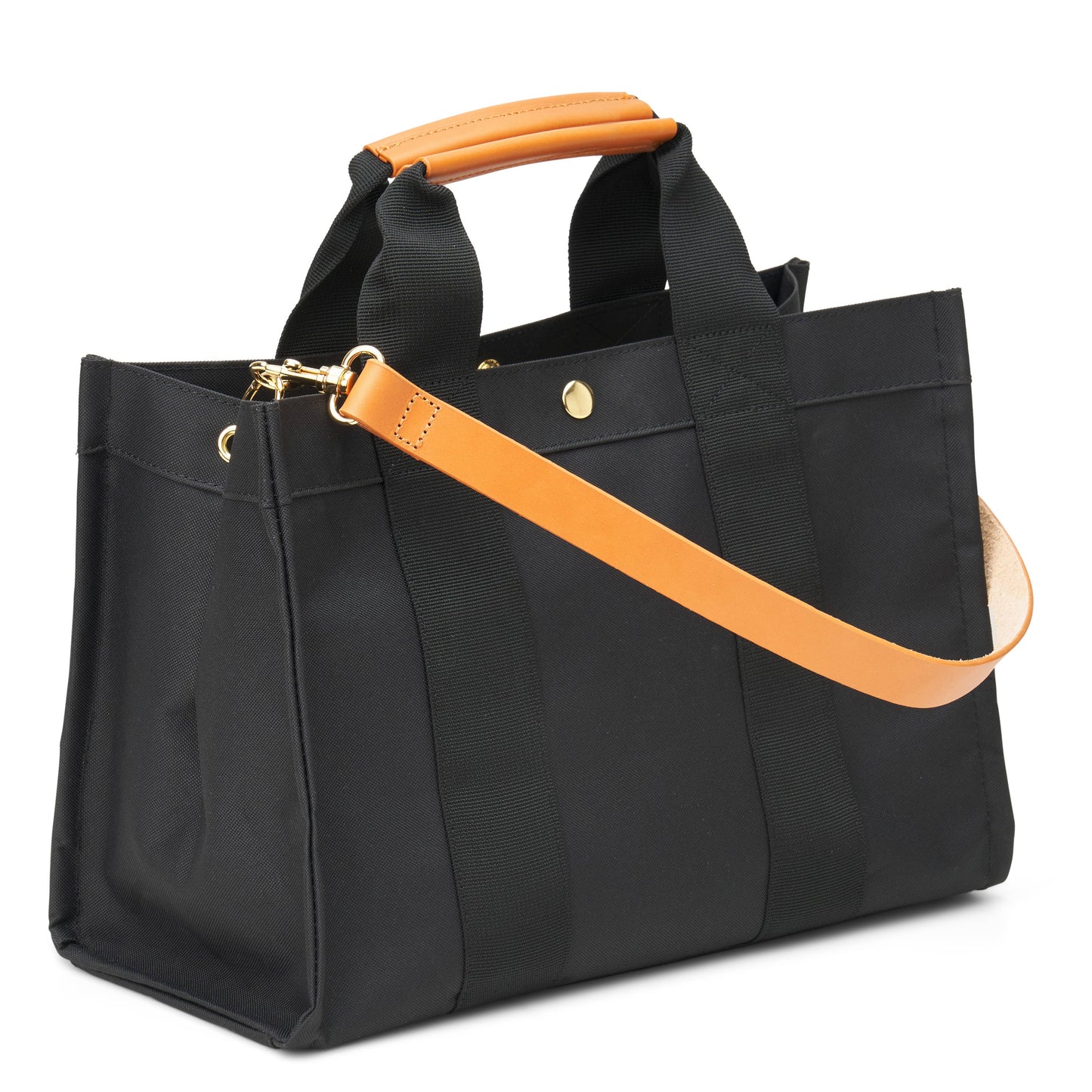 "Kylie" Jet Nylon Tote with Leather Accents