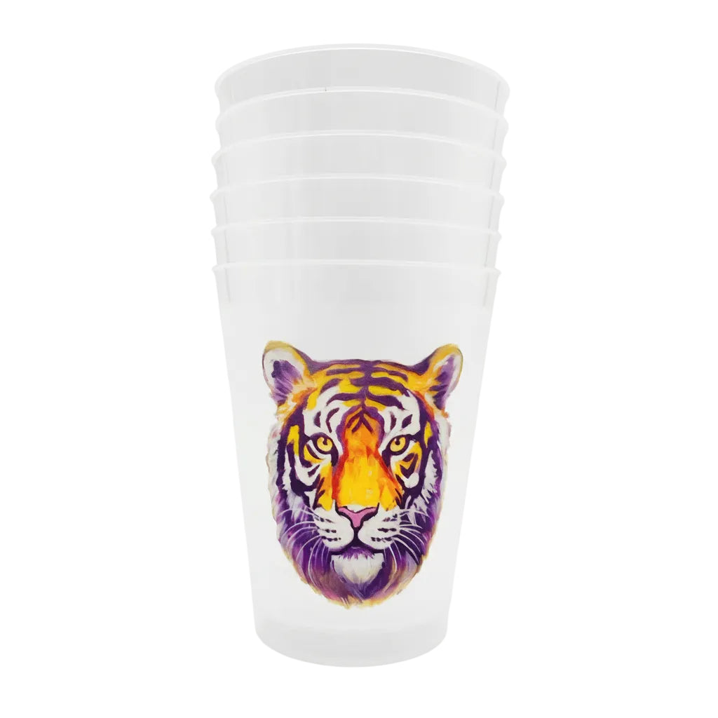 Purple and Gold Tiger Head Party Cup Set-Tailgate Party