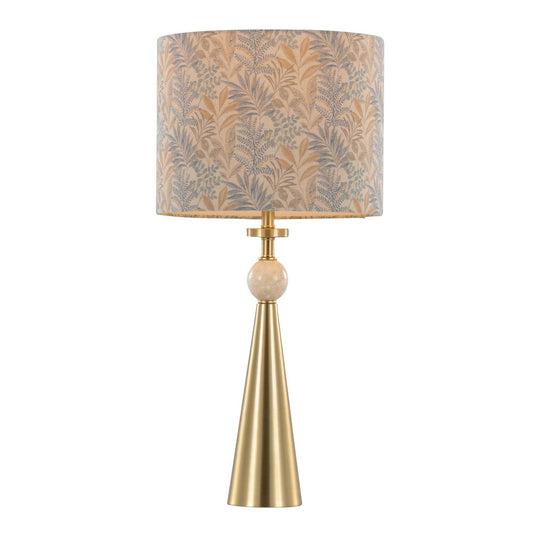 Cone Travertine Table Lamp in Gold Metal