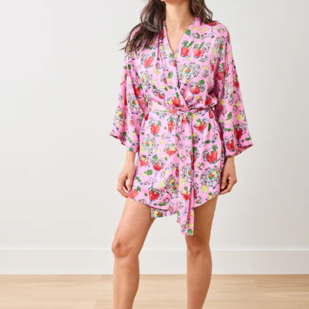 Shrimp Cocktail Satin Glam mini Robe S/M