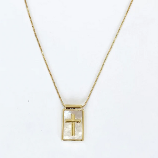 Pearl Shell Cross Necklace