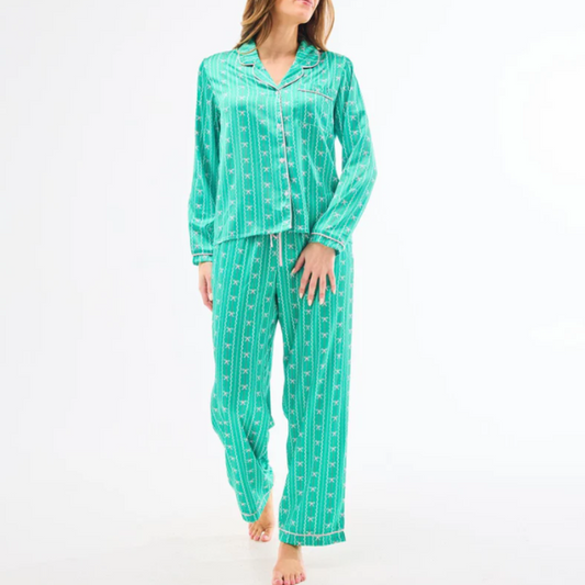 In A Bow Satin Pajama Set