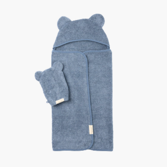 Hooded Towel + Wash Mitt Set Rain