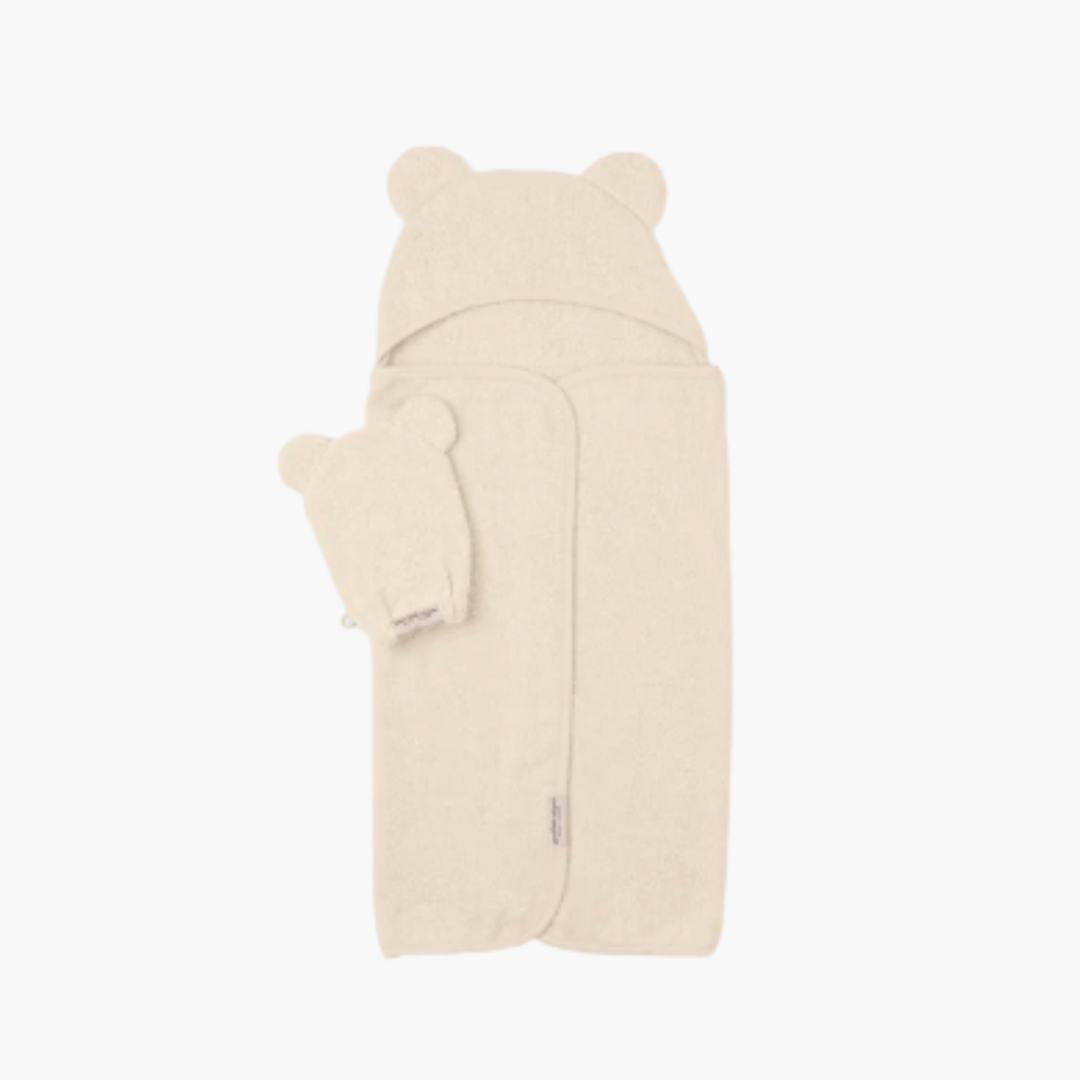 Hooded Towel + Wash Mitt Set Linen