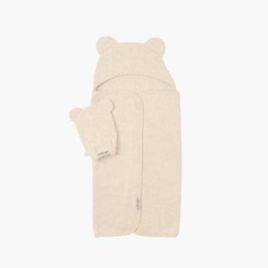 Hooded Towel + Wash Mitt Set Linen