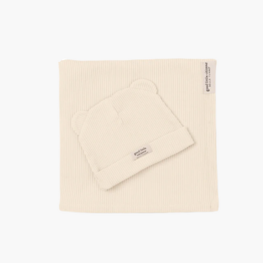 Rib Swaddle & Beanie Set Linen