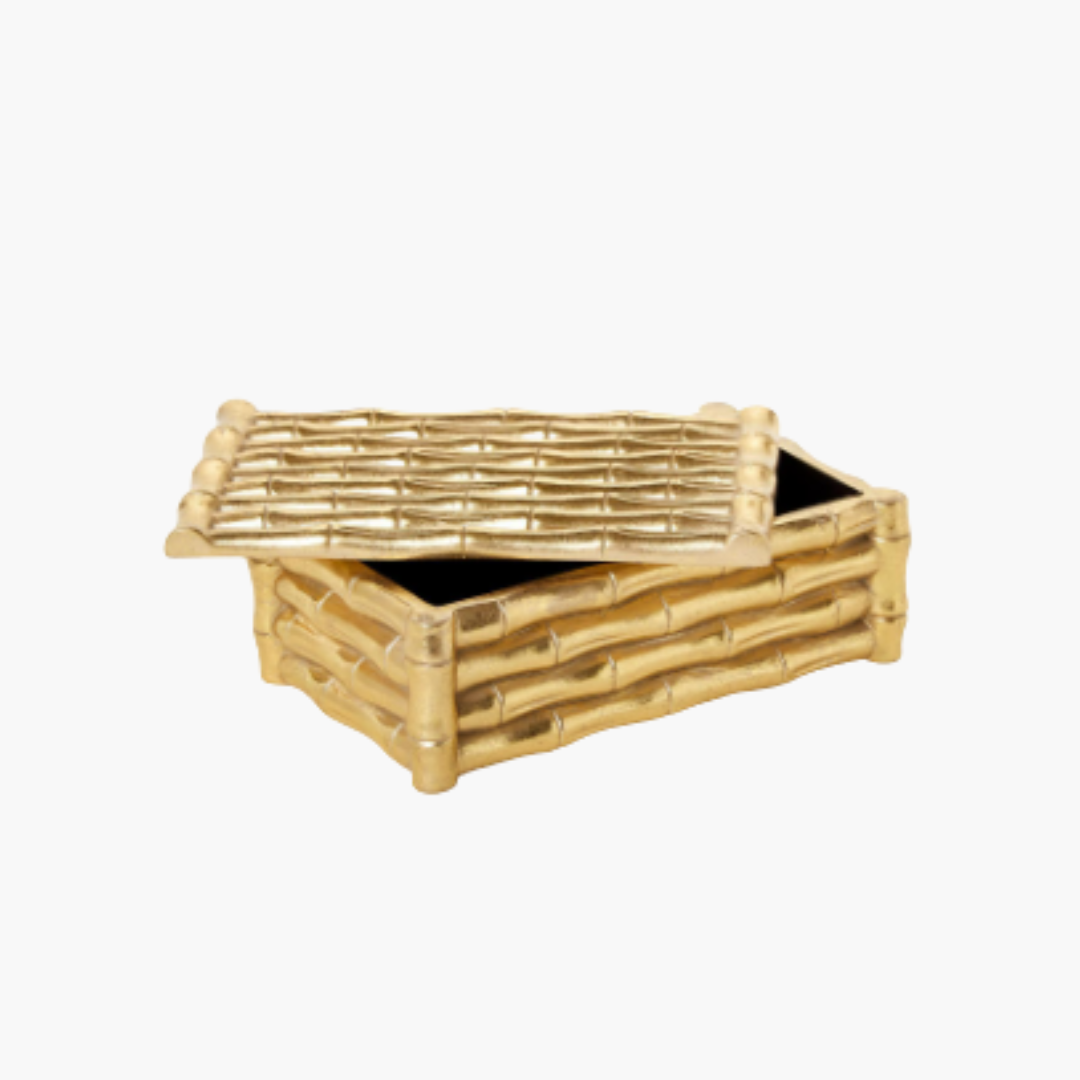 Gold Bamboo Box with Velvet Lining