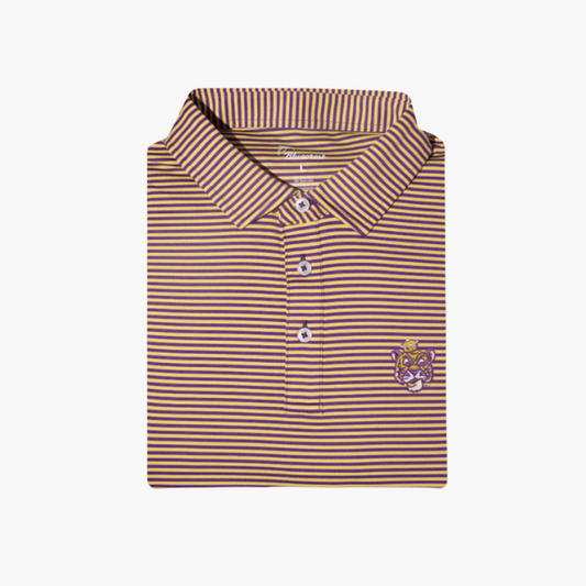 University Stripe Performance Polo- LSU