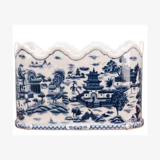 Blue Willow Porcelain Planter