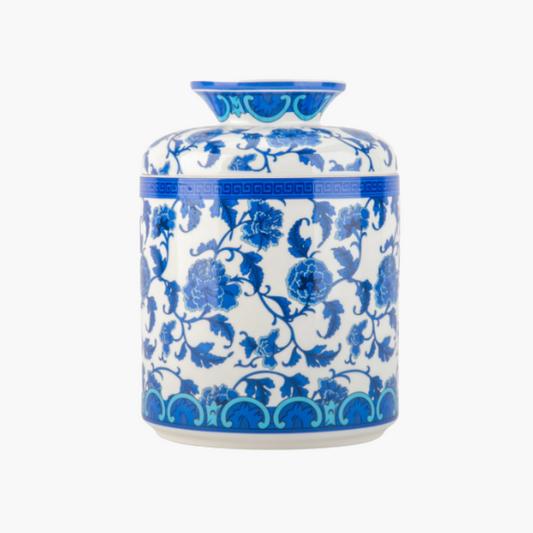 Blue Florets Round Lidded Tissue Box