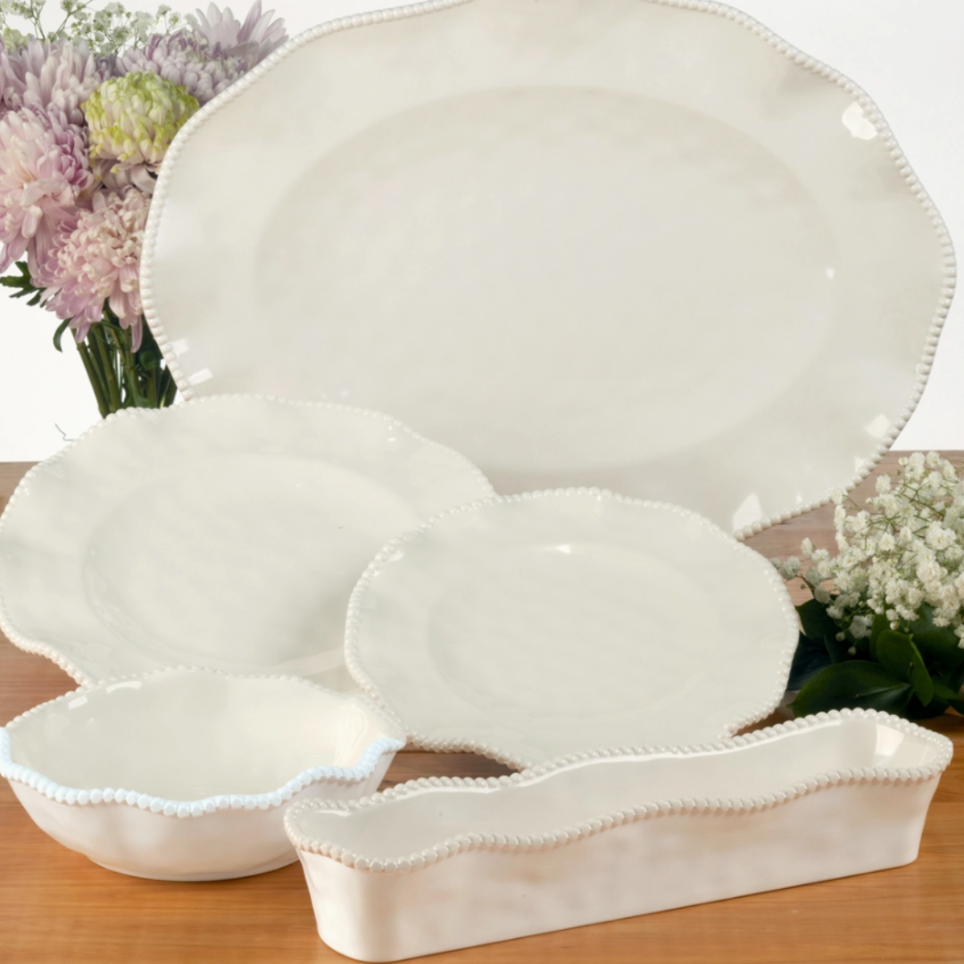 Perlette Cream Melamine Cracker Tray